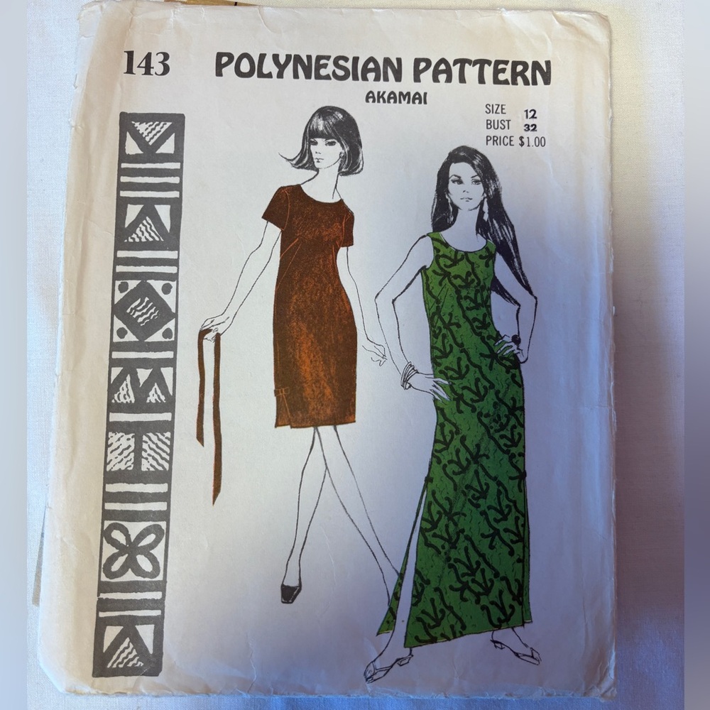 Vintage Polynesian Pattern size 12 Akamai sewing pattern